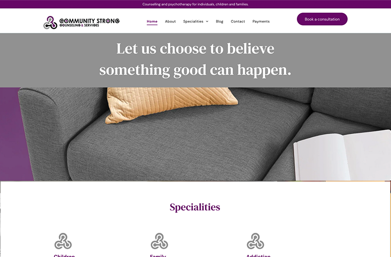 Community Strong Counseling and Services Website